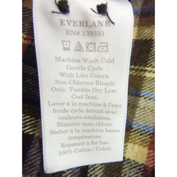 NWT Everlane Boxy Flannel Button Down Shirt M Dark Plaid Olive Black Green - Picture 7 of 10